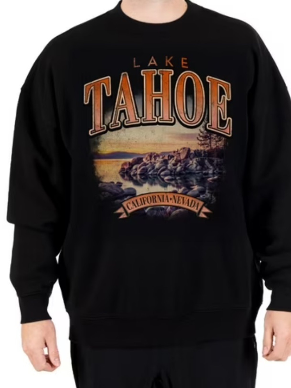Lake Tahoe Graphic Crewneck Sweatshirt - Black